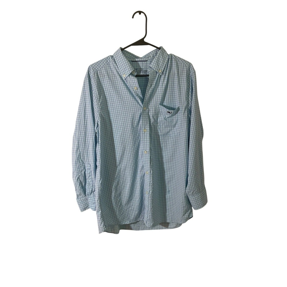 Vineyard Vines Performance Button Down Shirt Mens Medium Blue‎ Plaid Lightweight